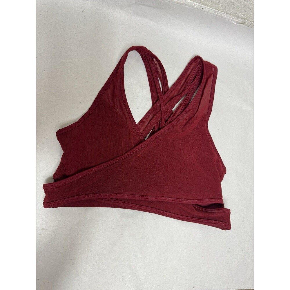 Fabletics Sports Bra Red Faye Mesh High Impact Crossover Strappy Women’s Sz S